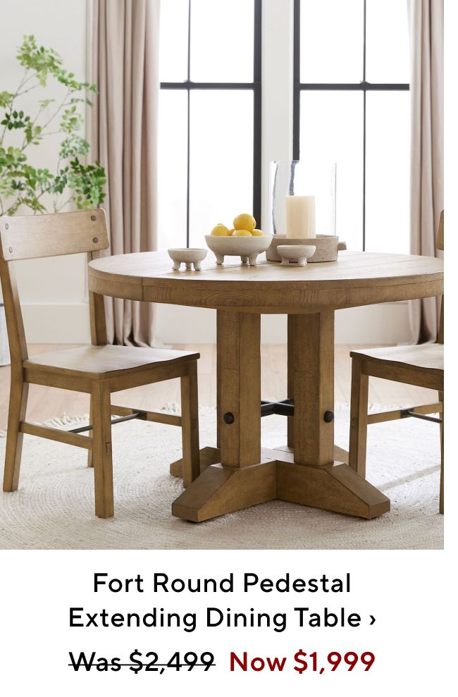  Fort Round Pedestal Extending Dining Table Was $2.499 Now $1,999 